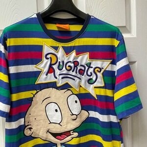 Nickelodeon Rugrats Shirt Mens Size XL Rainbow Stripe Tommy Cartoon 90s Y2K